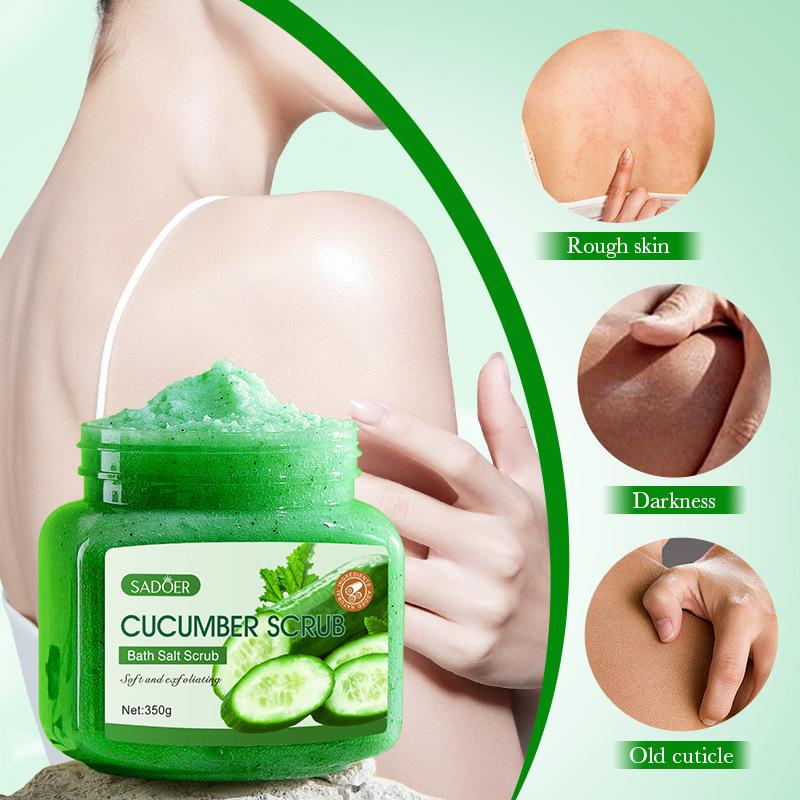 Cucumber Cleansing Scrub - Non-irritating Exfoliating Bath Salt, Cucumber Fragrance, Alcohol-free Formula Body Cleansing Scrub