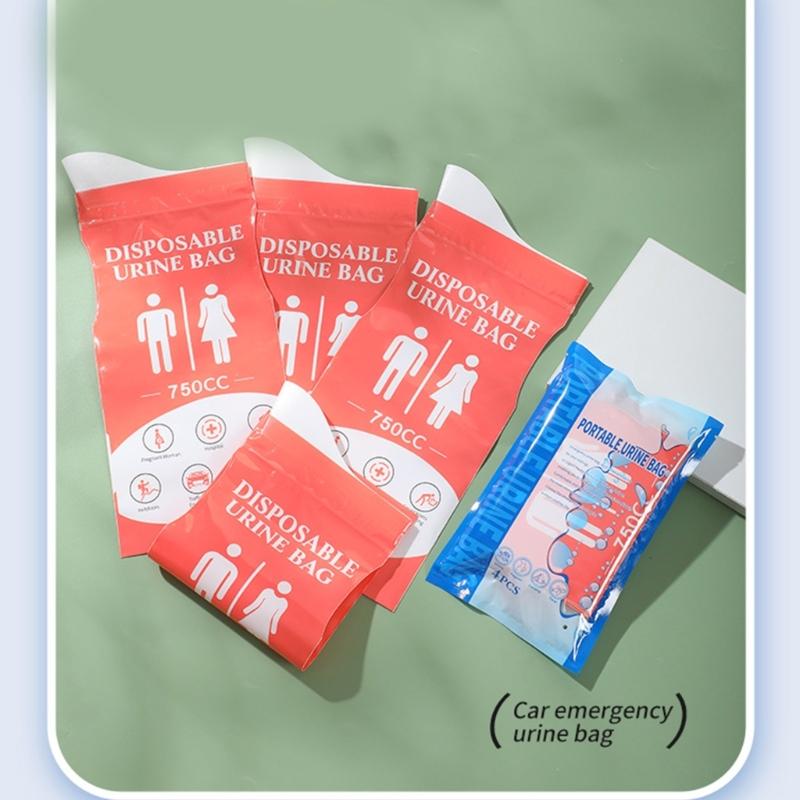 4Pcs Outdoor Emergency Urine Bags Unisex Disposable Urinal Bags 750ML Camping Pee Bags for Road Trip Camping Hiking