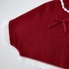 Girls' Knitted Cardigan Spring and Autumn Stylish Lapel Children's Sweater Coat Baby Cape Red New Year Top