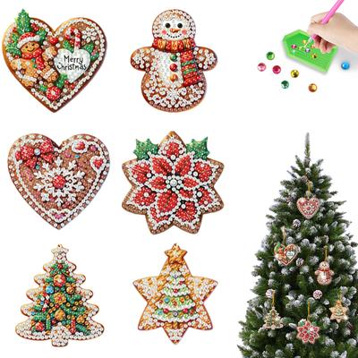 6pcs Xmas Theme 2D/Flat DIY Diamond Painting Set Hanging Diamond Art Kits Diamond Art Pendant Window Hanging Art for Home Decor