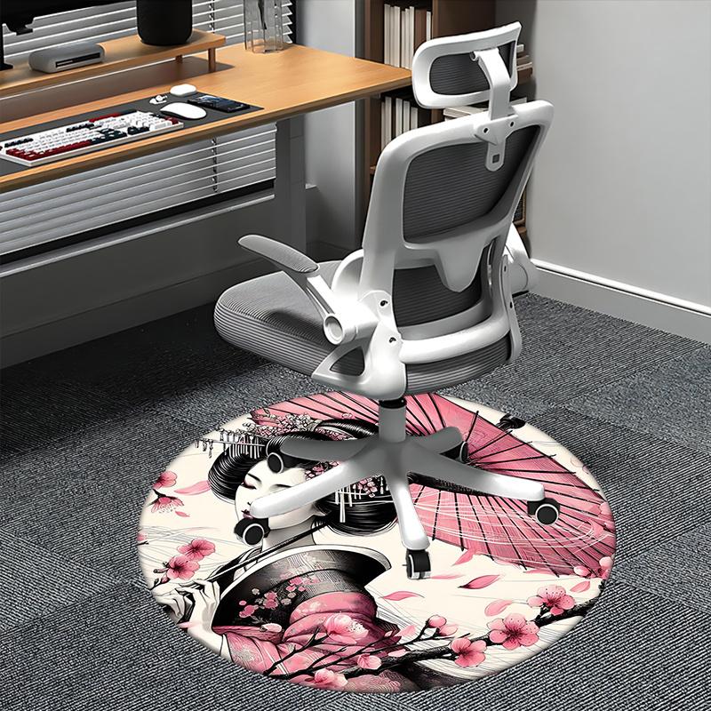 

Japanese Geisha, Chair mat Round Rug Office carpet, Non slip, Suitable for Living Rooms, Bedrooms decor.1205187a 80cm by 80cm