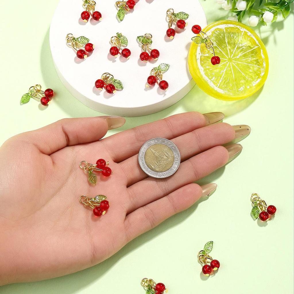 3D Cherry Fruit Pendant Charms for DIY Jewelry: Bracelets, Necklaces, Earrings