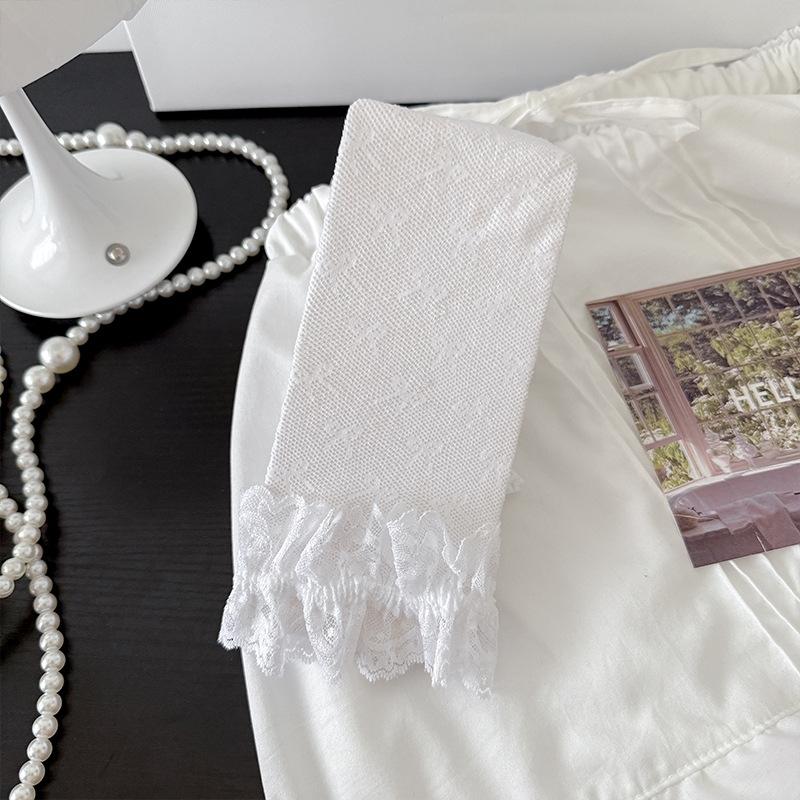 Summer Lace Floral Girls Leggings Sweet Princess Bow Kids Pantyhose Ballet Style Thin Breathable Children Leggings Stockings L белый