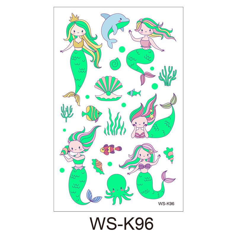 

Детская мультяшная светящаяся в темноте татуировка с флуоресцентной зеленой водонепроницаемой бонусной наклейкой