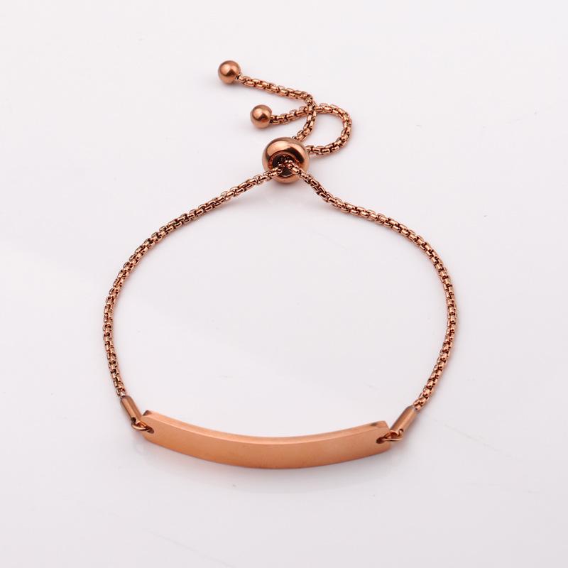 Available: Women's Adjustable Engravable Bracelet - Stainless Steel, Mirror-Polished, Curved Long Bar Design, Noble Temperament.