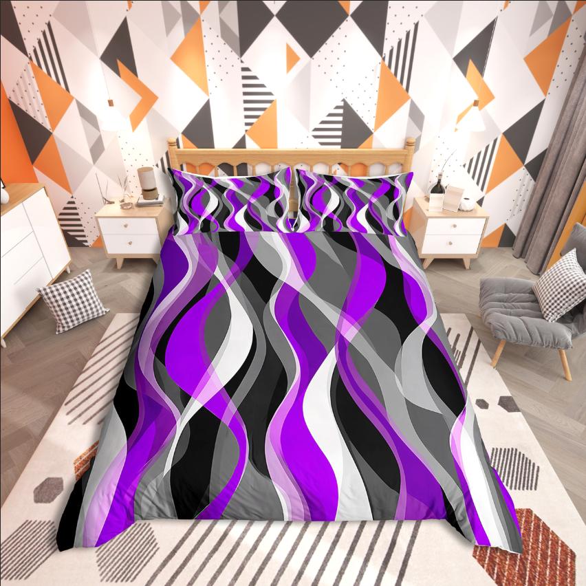 Homewish Geometric Stripes Duvet Cover SetSpiral Lines For Teens Bedding SetAbstract Artwork Decor