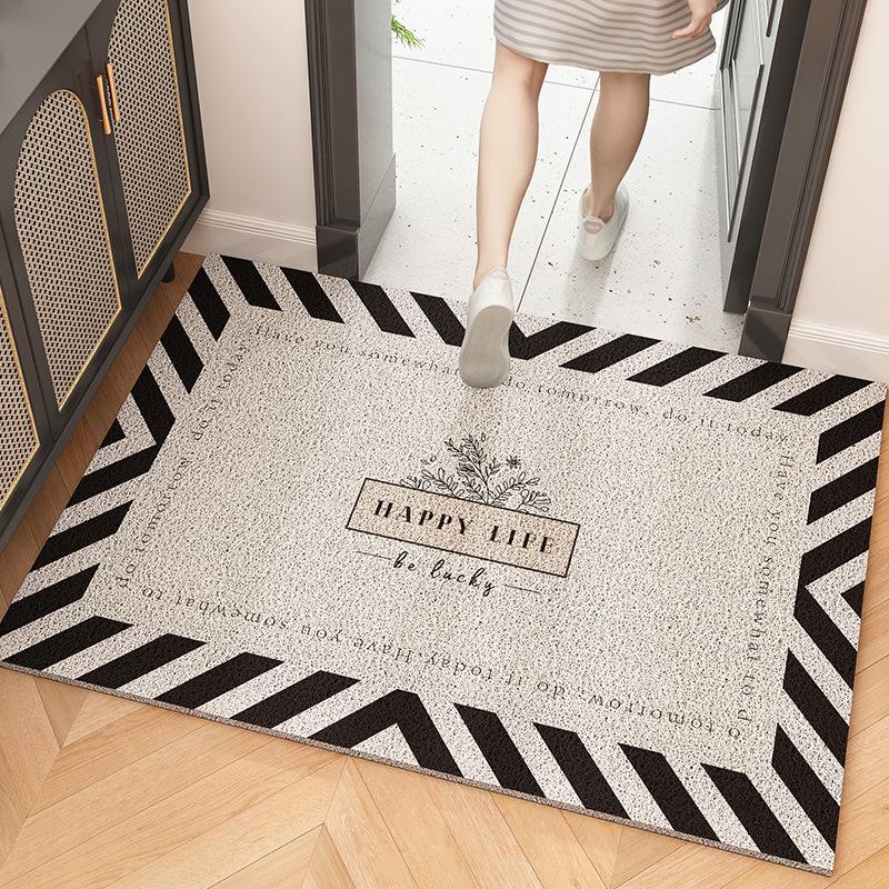 Geometric Entry Door Mat Silk Coil, Non-Slip, Wear-Resistant, Easy To Clean & Cut To Size