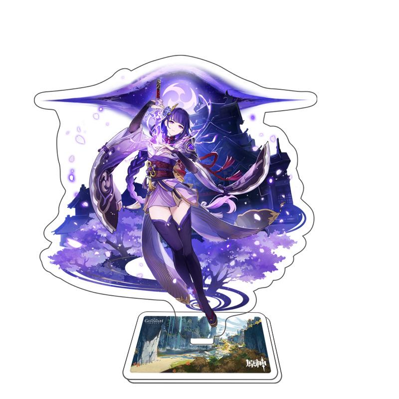 Game Genshin Impact Figure Stand Model Toy 15cm Keqing Shen He Arataki Itto Acrylic Action Plate Desk Decoration Gift