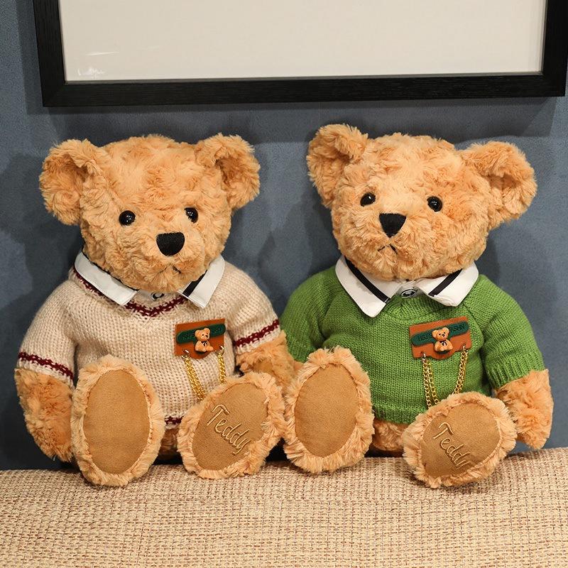 Bai Fen Bai Dolls And Toys Cute Sweater Teddy Bear Doll Plush Toy Bear Hug Bear Doll Children's Rag Doll Graduation Season Gift