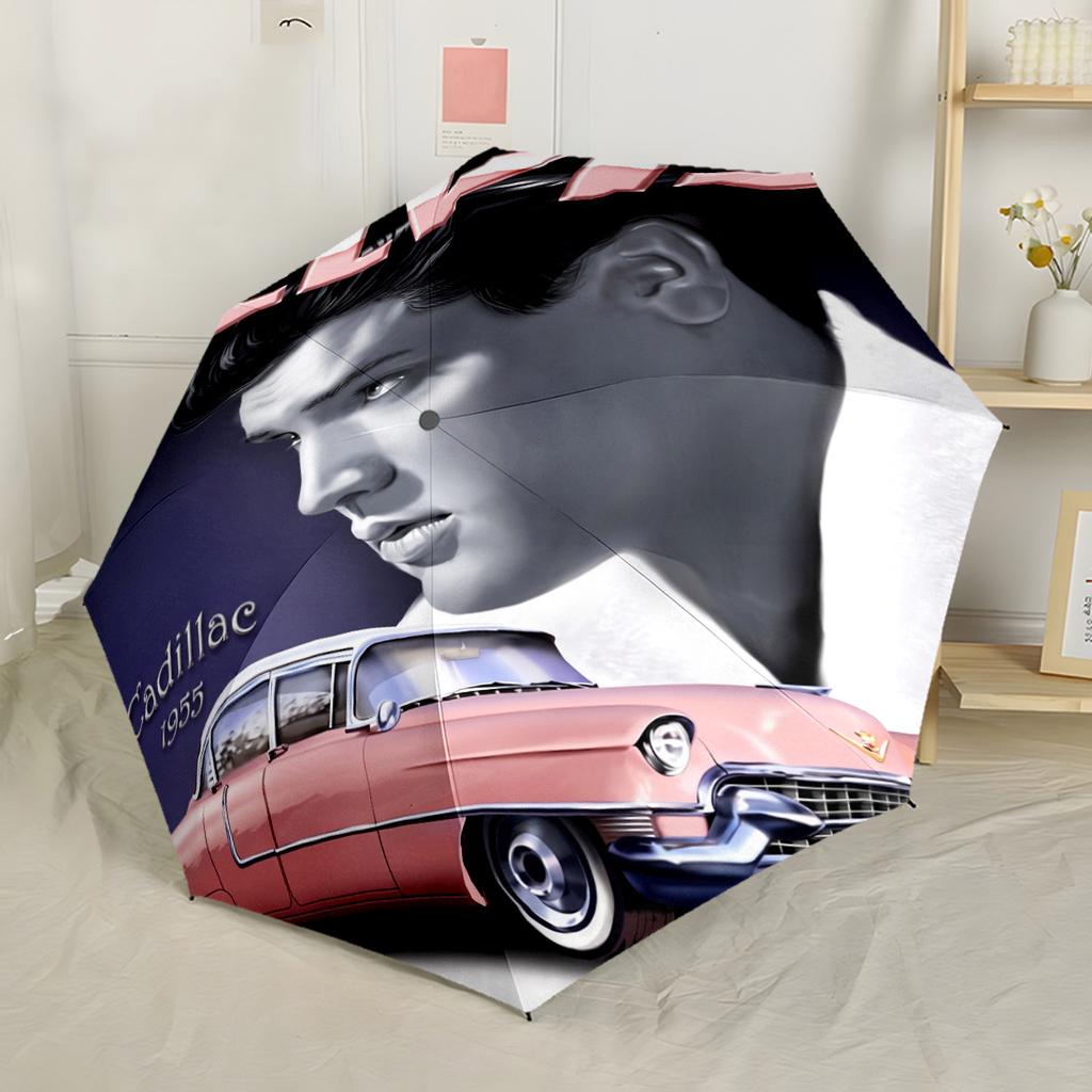Elvis Presley Performance Portable Automatic Umbrella Retractable Design with 8-Rib Durability Durable Plastic & Iron for Outdoor Daily Use