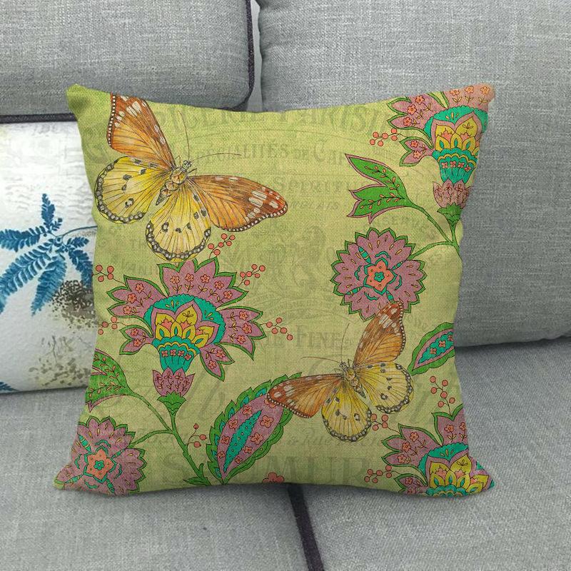 Nordic Butterfly Flower And Fruit Farm Digital Printing Short Plush Pillow Covers For Car Sofa Office Cushion Cover Home Goods