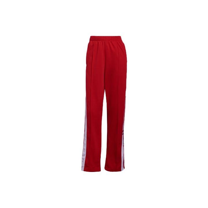 adidas Striped Logo Print Casual Sports Long Pants Women Bottoms Red H34672