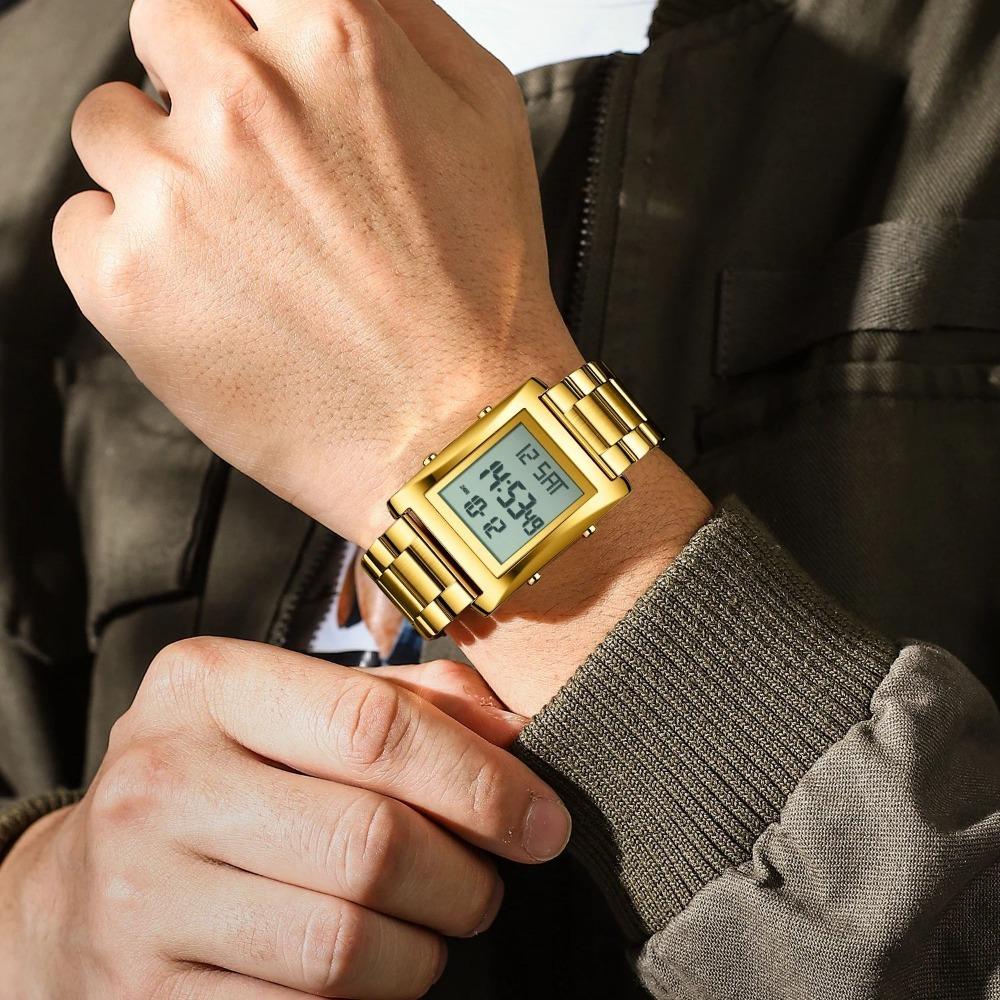 CAREKISO Luxury Brand Men Watch Waterproof LED Week Date Alarm Man Wristwatch Stainless Steel Fashion Electronic Watches For Men