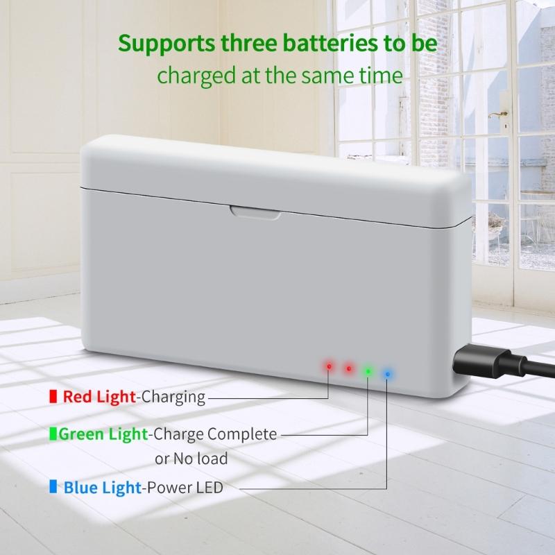 Travel Friendly USB Battery Charging Hub for Action 4/3 Action Cameras, 3 Slot, LED Indicator