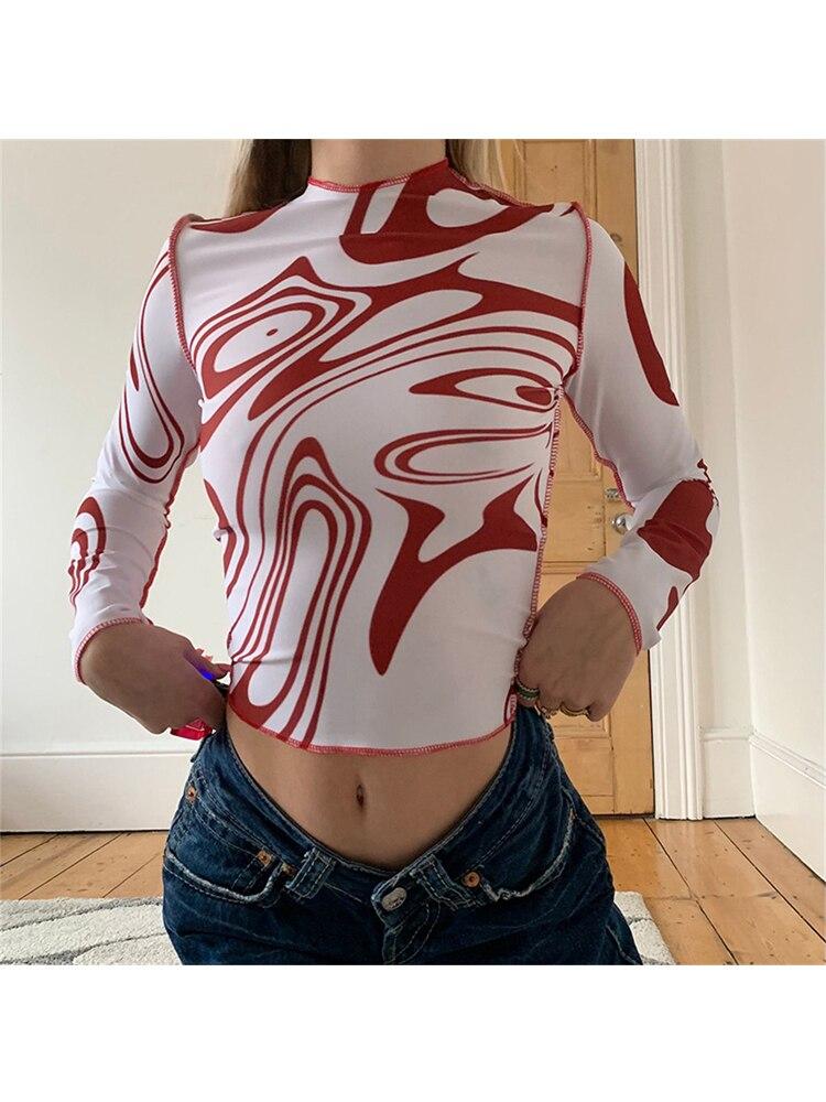 

Летняя одежда Y2K, футболки с принтом для женщин, укороченный топ, женская футболка, женская футболка, Roupas Femininas, укороченные топы, футболка L красный