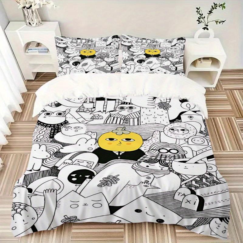 3pcs Lemon Head Bedding Set, Breathable and Soft, Suitable for All Seasons, Ideal for Home Use, Suitable for Bedroom Decor 21131