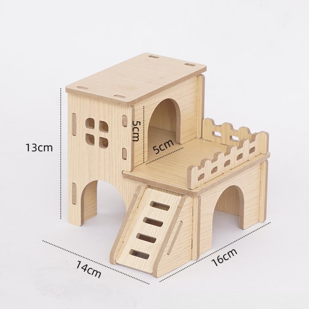 Durable Hamster House Natural Wooden Small Pets Hideaway New Hamster Hide Villa for Chinchilla