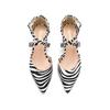 Factory Direct Sales Pointed Thick Heel Zebra Pattern Hollow Cross Belt Satin Hollow Comfortable Non-grinding Feet Women's Shoes