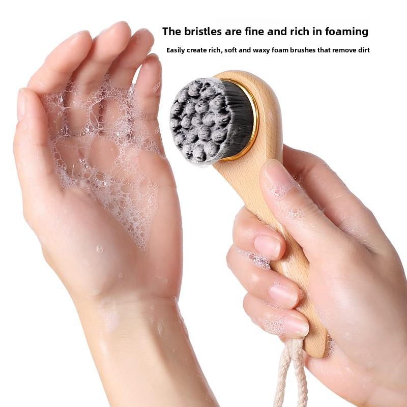 SPA Face Wash Brush Beech Long Handle Nano Silk Cleansing Brush Face Wash Makeup Remover Blackhead Soft Massage Brush