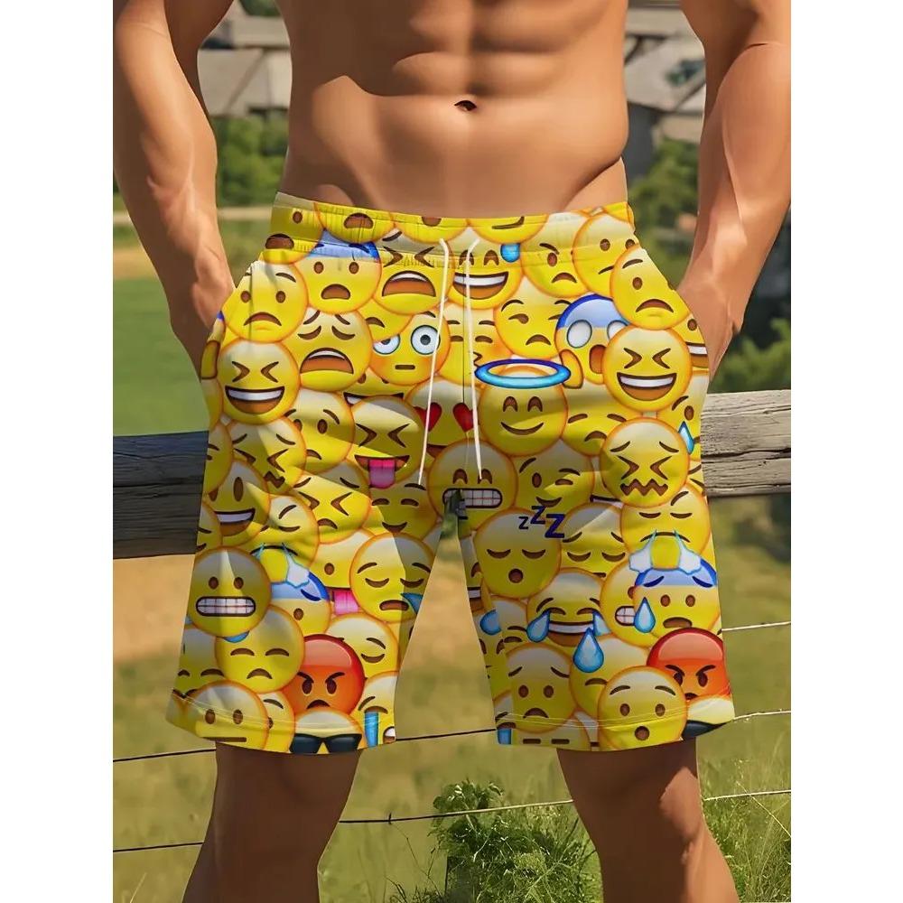 Summer Men Holiday Cool Breathability Daily Shorts Fashionable Comfortable Loose Creativity Personality Versatile 3D Shorts
