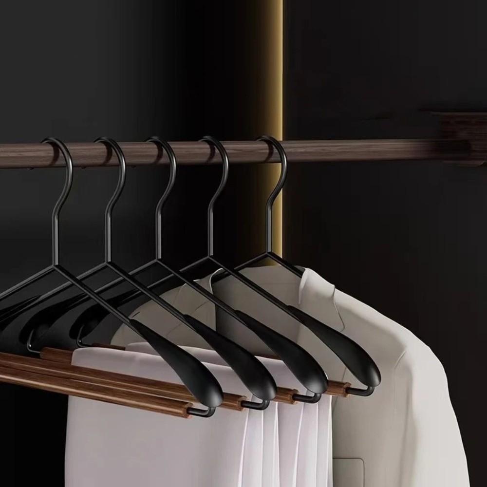 3PCS Thickened Ironwork Clothes Hanger Vintage Seamless Construction Beech Wood Hanger Wooden Light Luxury Traceless Hanger