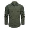 Mens Lightweight Quick-Dry Work Shirt With Multiple Pockets Loose Fit Cotton Long Sleeve Outdoor Casual