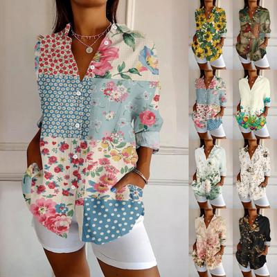 Womens Button Down Shirt  Long Sleeve Shirts For Women Print Graphic  Blouse Top