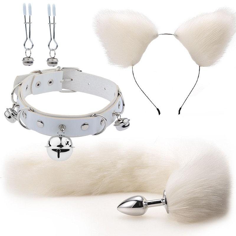 Erotic Ear Hairpin Breast Clips Vestibule Anal Plugs Male Female Apparatus Sex Toys Sm Bell Series Set Foxtail Anal Plugs