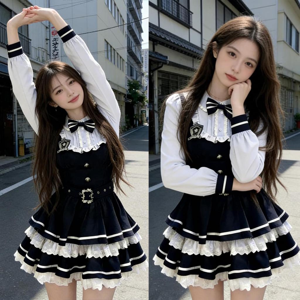 Lolita Cosplay Gothic Mori Gothic Princess Mori Sweet School Blue L [FULINE] Dress, Lolita, Girl, Mini, Style, Style, Cute, Ribbon, Girl, Lolita,
