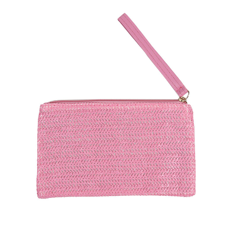 Fashion Ladies Weaving Bag Wristlet Clutch Women Daily Money Phone Clutch Solid Straw Woven Coin Purse Beach Wallet Card Leisure Travel
