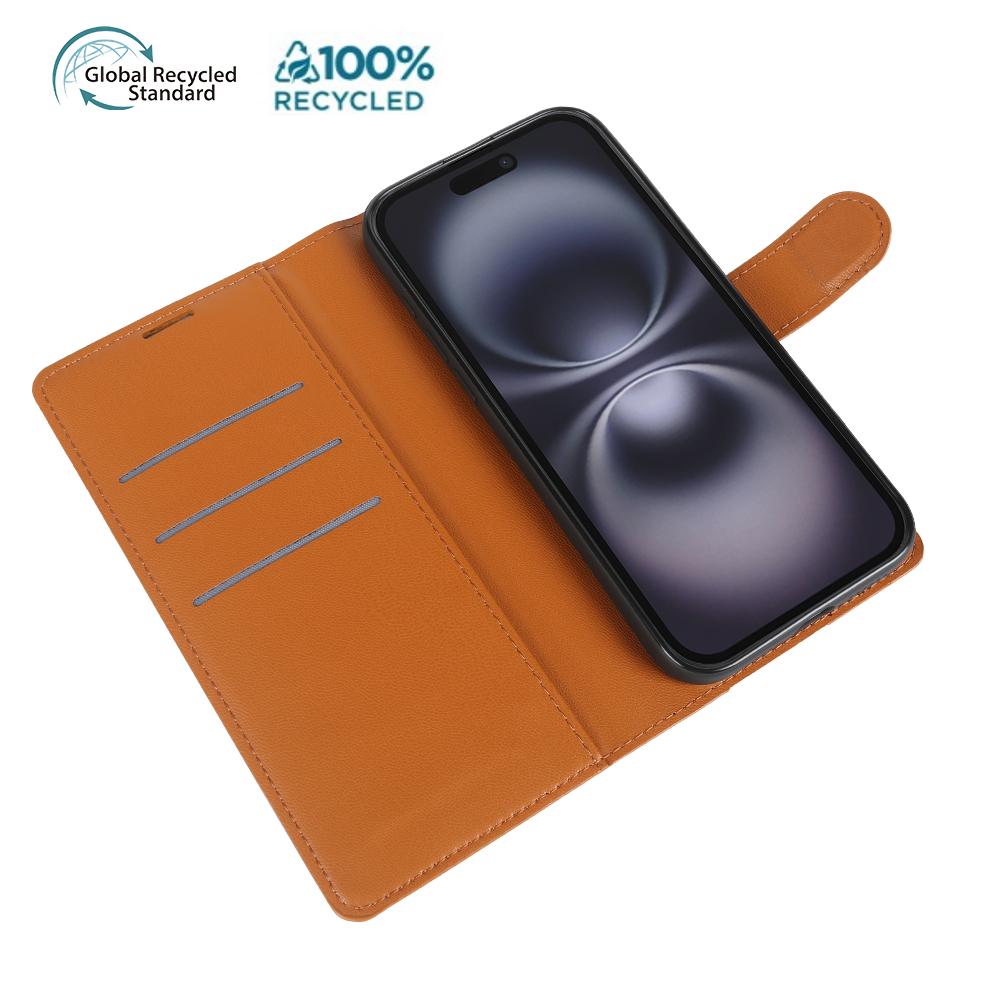 For iPhone 16 Stand Case Biobased Eco-Friendly RPET RPVB Slim Phone Cover with Wallet