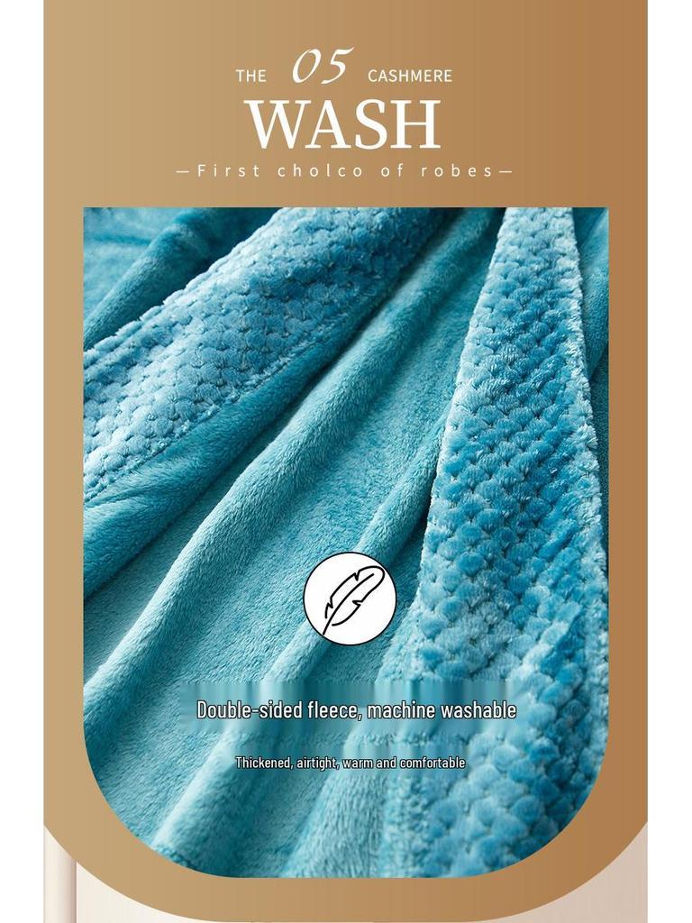 Patchwork Plus Size Losse Flanellen Koraalvlies Badjas voor Mannen & Vrouwen - Herfst Winter