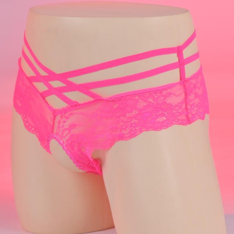 Women Mens Mesh Lace Sheer Briefs Cross-Dressers Femboy Sissy Lingerie Crotchless Panties Low Rise Hollow Out Low Rise Underwear