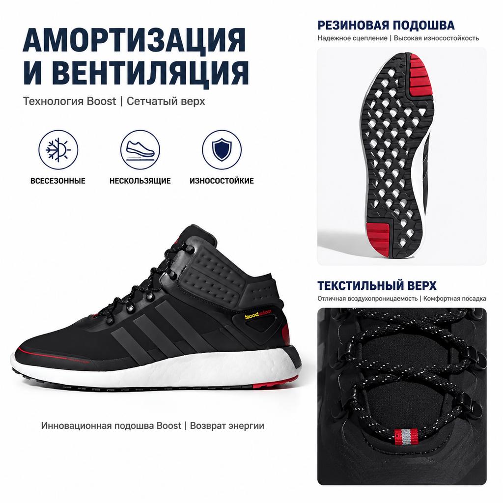 adidas Rocket Boost Versatile Tessuto Confortevole Assorbimento degli Urti Antiscivolo Resistente all'Usura Traspirante Scarpe da Corsa Casual Mid-Top da Uomo Sneakers FV3094