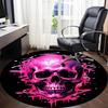 1PC Pink Skull Print Office Round Rug, Non slip, Soft and Durable Office Rug for Interior Decoration, Perfect for Office