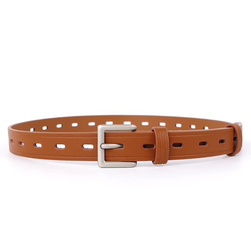 

Belt - women s no-drill top grain leather hollow-out belt - versatile waist belt коричневий