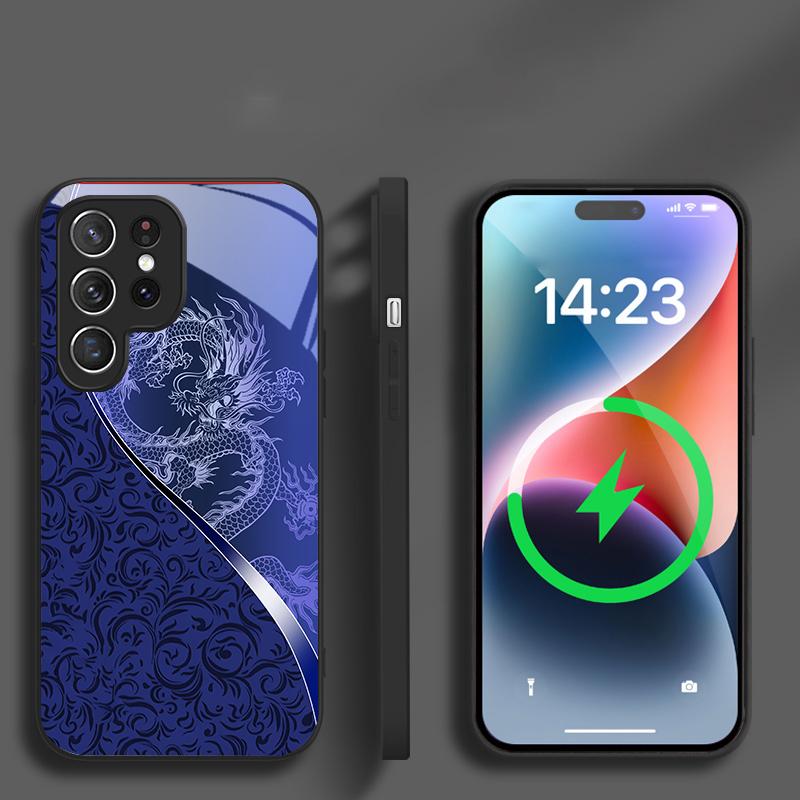 Dragon Totem Rose Purple For Samsung Galaxy S20 FE S21 S22 S23 Plus S24 Ultra 25 Edge S24Ultra For Magsafe Glass Phone Casee