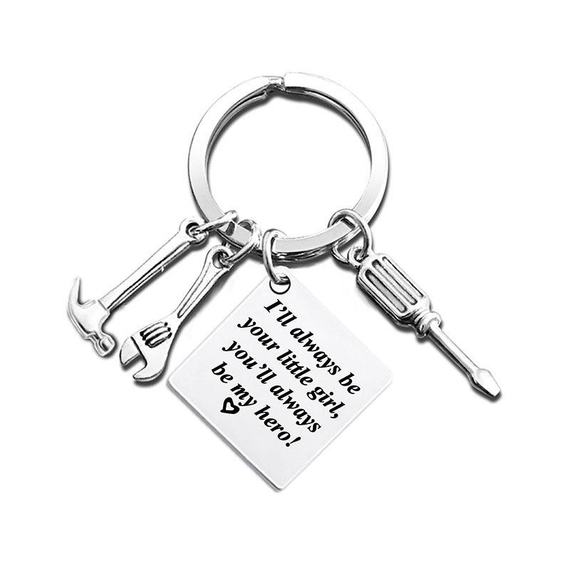 Creative Minimalist Keychain Spanish Key Pendant Metal Stainless Steel Laser Key Ring Stainless Steel Keychain for Backpack Bag Pendant