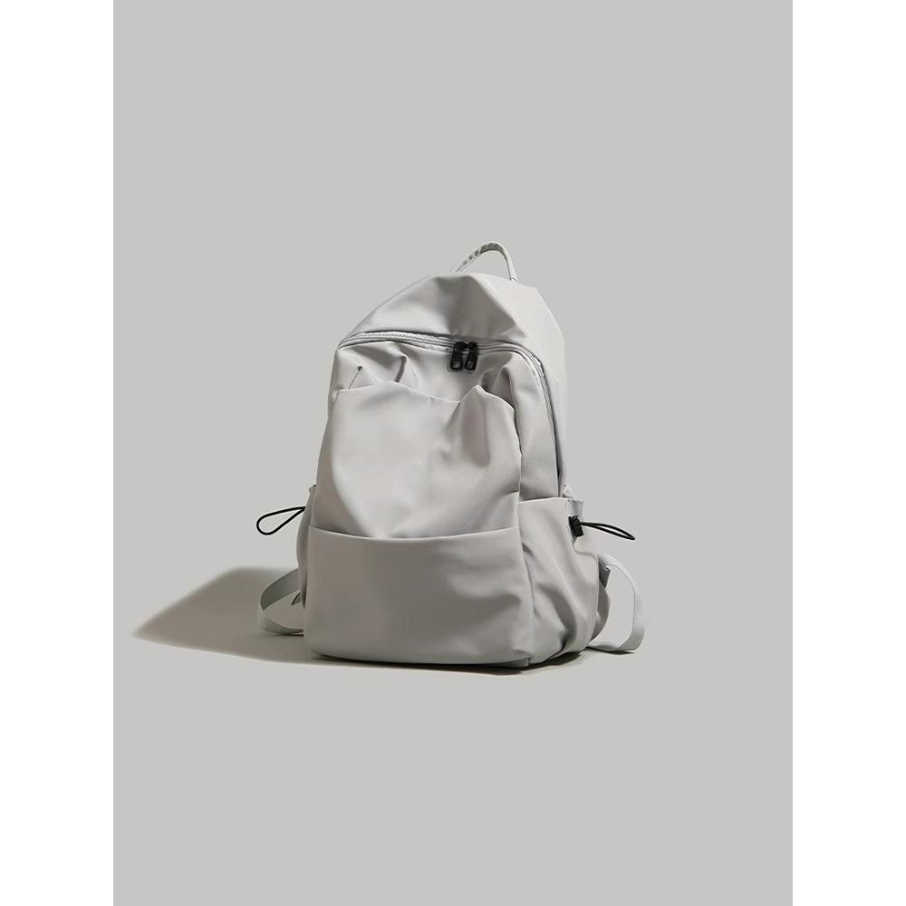 New Korean Version Versatile Schoolbag Men's Solid Color Backpack Girls' High School Backpack College Student Computer Bag High-end Feeling