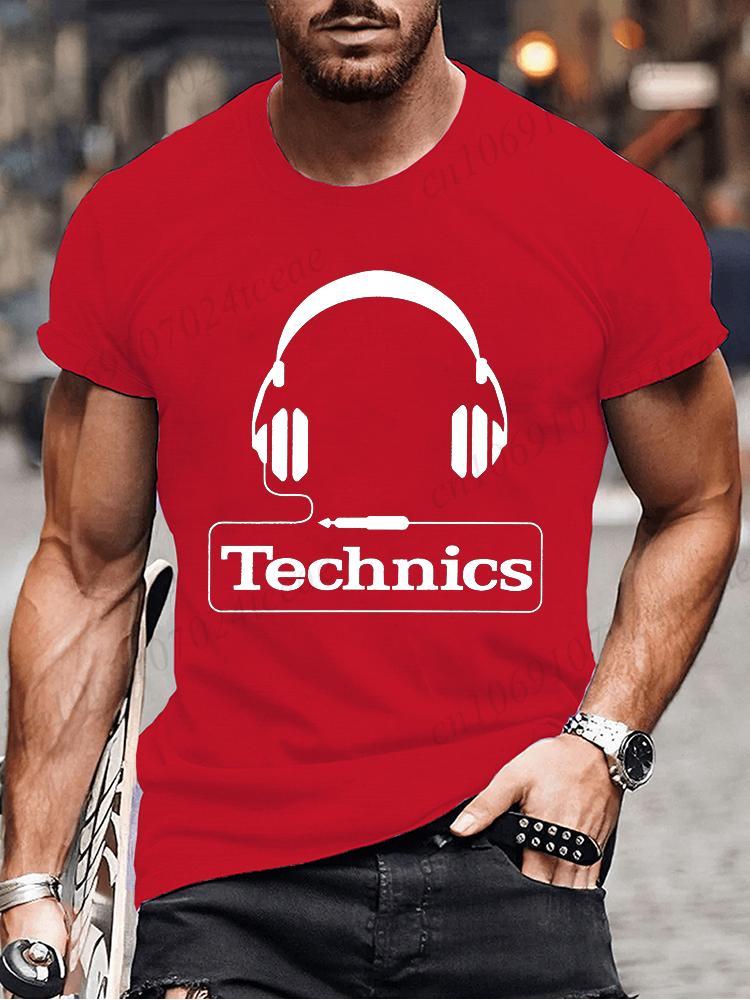 Summer Men's Fashion Tee Clothing Hip Hop Technics Headphone Graphic Tee Shirt Men Casual Streetwear Funny Printed Tops T-shirt