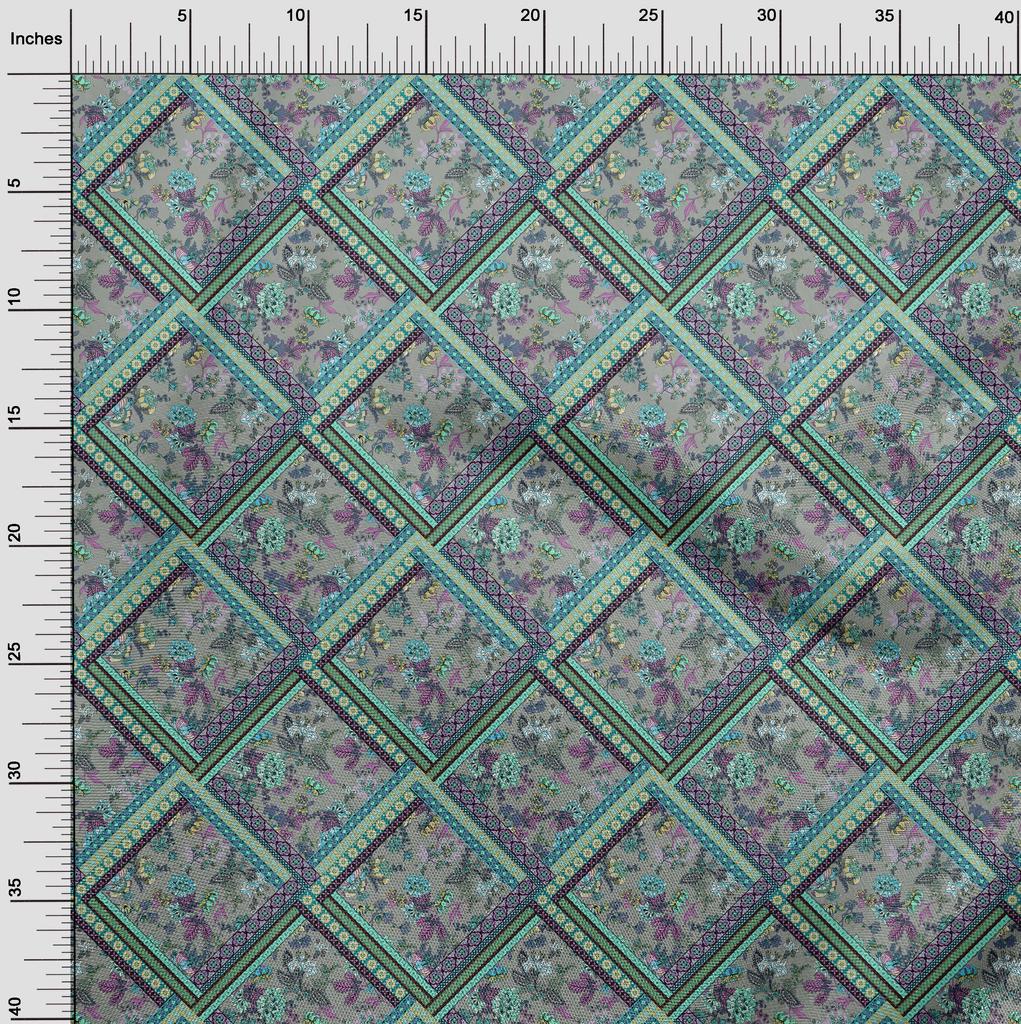 oneOone Cotton Flex Gray Fabric Florals Sewing Craft Projects Fabric Prints By Yard 40 Inch