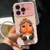 Three-dimensional Doll Mobile Phone Case, Cute Cartoon Flip Window Protective Case, Girl Anti-drop Soft Case with Lanyard