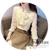 Korean Style Women's Long Sleeve Lace Base Layer - Elegant Velvet-Lined Winter 2025 Top