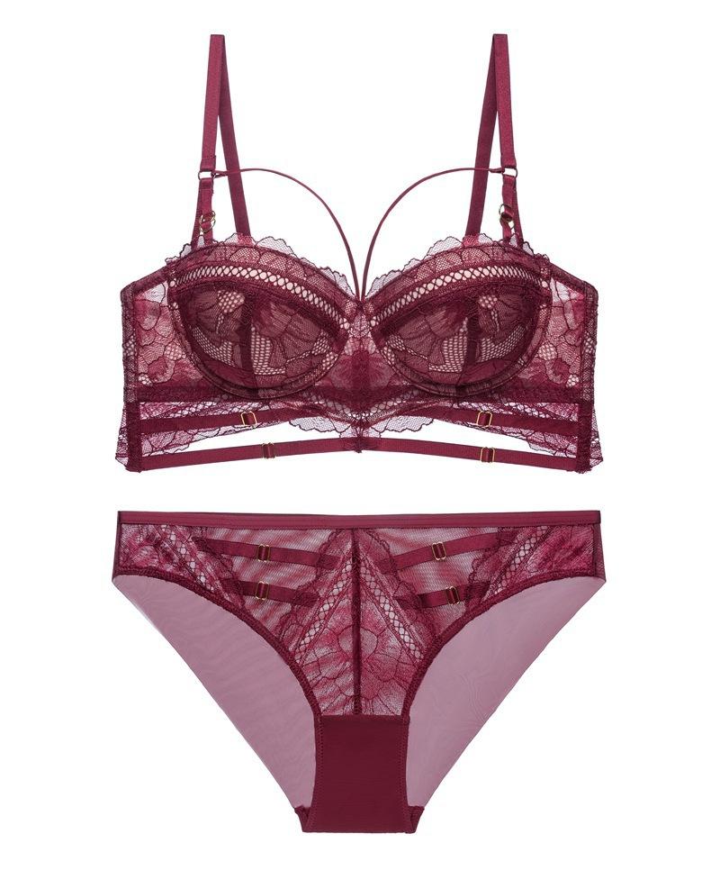 Sexy underwear small breasts show big gathering anti-sagging bra straps hollow lace underwear women