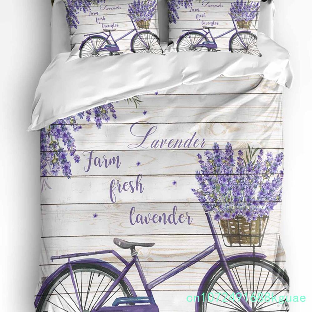 Purple Flower Lavender Romance Duvet Cover With Pillow Case Custom 3pcs Bedding Set Quilt Cover Double Bed Home Textile