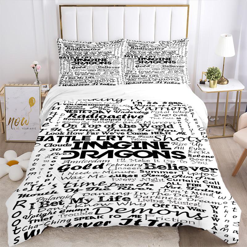 3pcs Imagine Dragons Cover Set, 1 Cover + 2 Pillowcases (No Insert), Bedding for All Seasons, Bedding,Bedroom Decor yy250922025