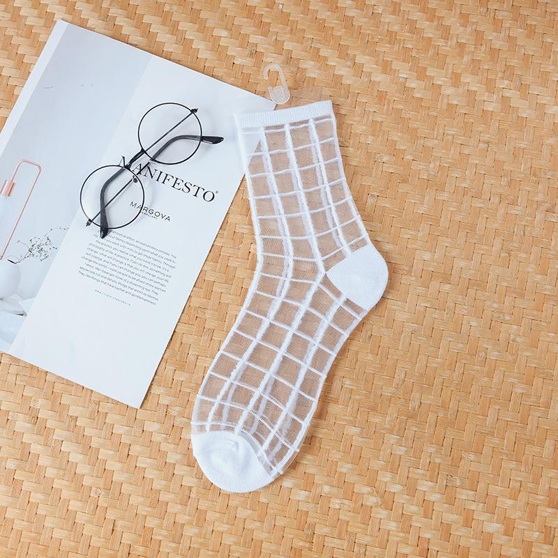 Summer Breathable Crystal Silk Stockings Women Invisible Transparent Mesh Lace Socks School Student Sports Casual Leisure Socks