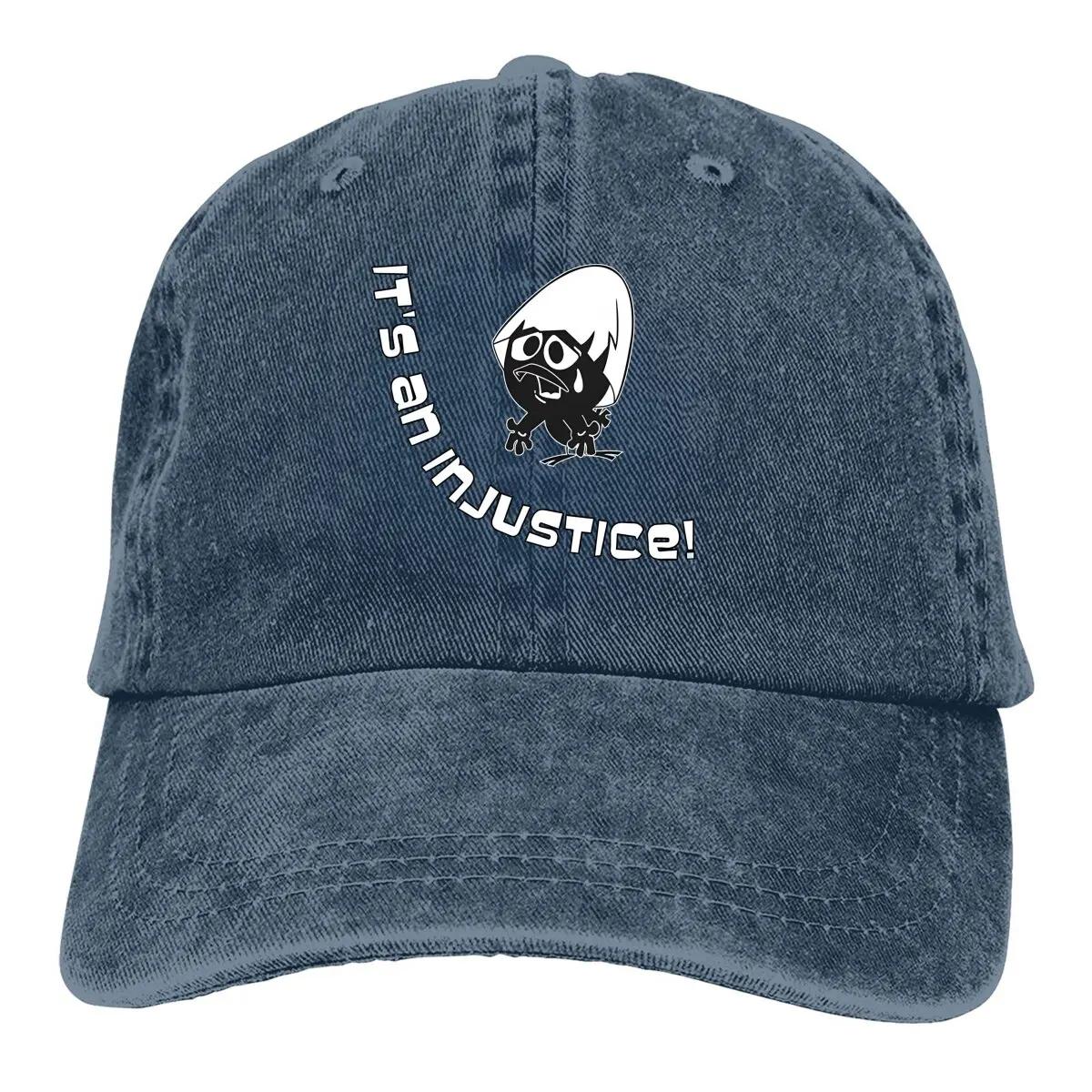 

Washed Men s Baseball Cap It s An Injustice Trucker Snapback Caps Dad Hat Calimero Cartoon Animation Golf Hats Adjustable темно-синий