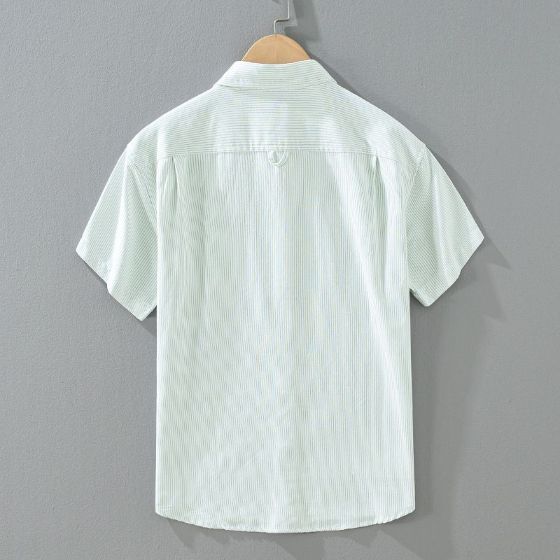 Foreign Trade Surplus Summer Vertical Striped Business Casual Short-Sleeve Men's Shirt, High-End Pure Cotton Half-Sleeve Commuter Shirt