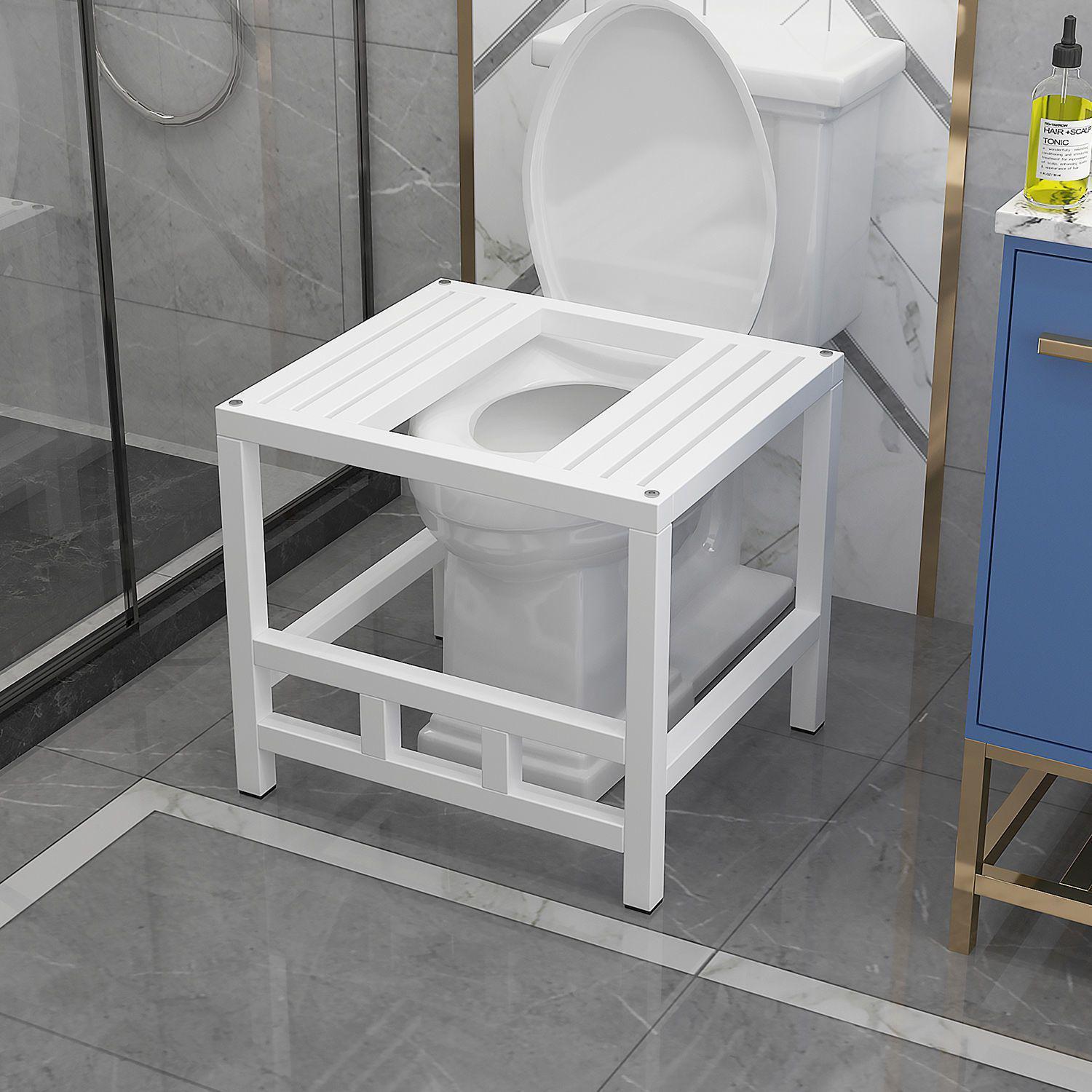 Squat Toilet Frame Stool with Foot Pedal and Storage
